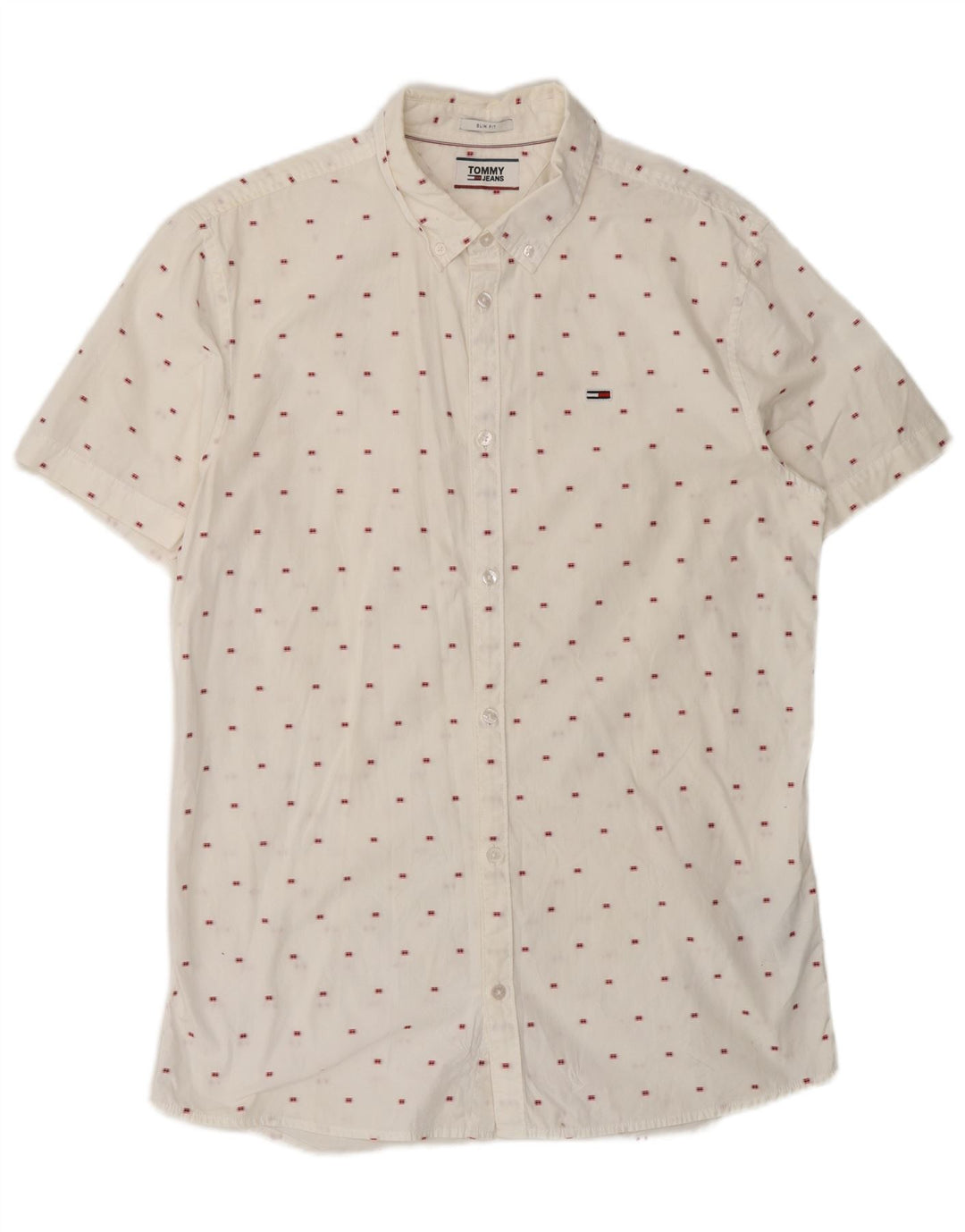 Tommy Hilfiger Herre kortærmet Slim Fit skjorte Medium hvid bomuld