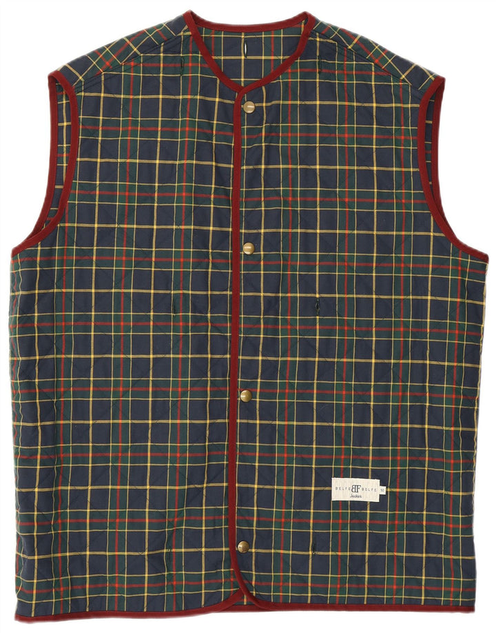 Belfe & Belfe Herre Quiltet Gilet IT 50 Large Navy Blue Check