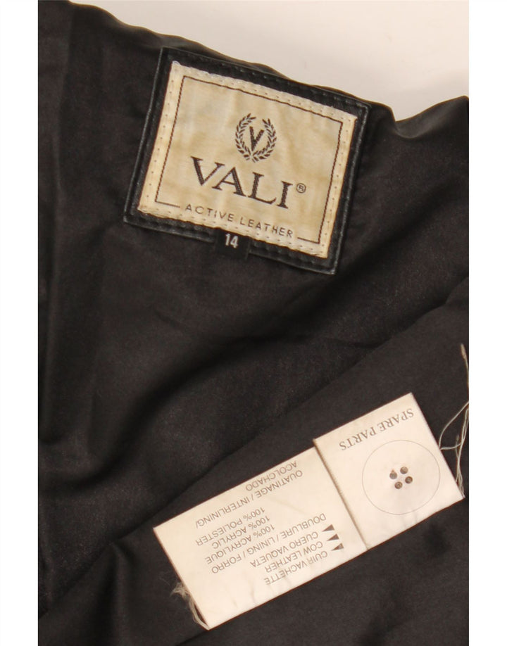 Vintage læderoverfrakke til kvinder UK 12 Medium sort læder