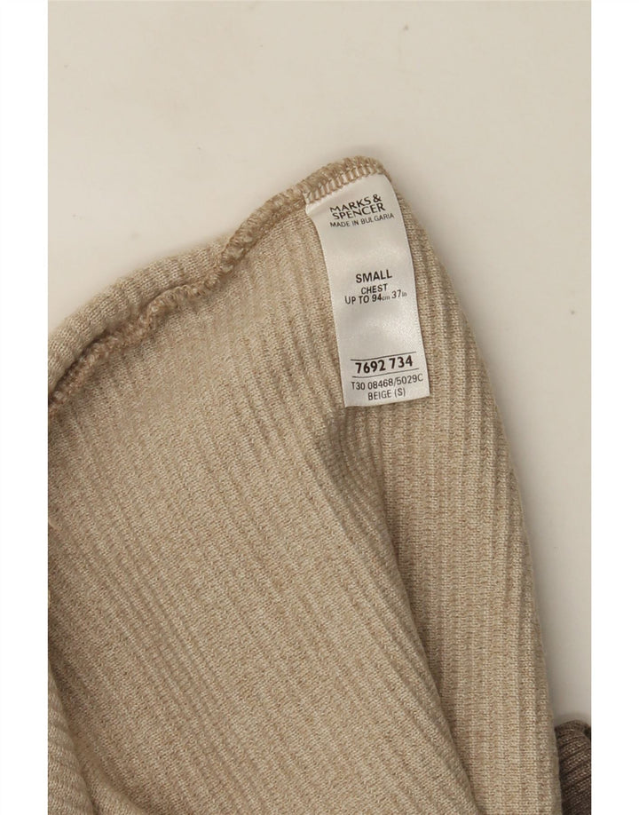Marks & Spencer Herre V-hals sweater Small Beige Colourblock Akryl