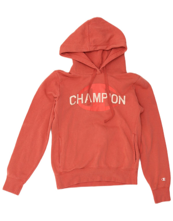 Champion Dame Grafisk Hoodie Jumper UK 6 XS Rød