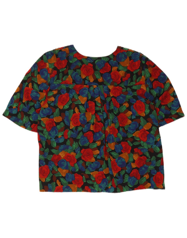 Vintage Kvinders Kortærmet Skjorte Bluse UK 16 Large Multicolored Floral