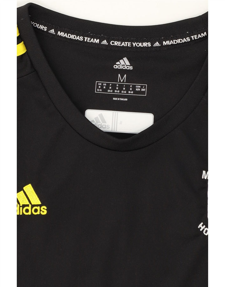 ADIDAS Womens Graphic T-Shirt Top UK 12/14 Medium Black Vintage Adidas and Second-Hand Adidas from Messina Hembry 