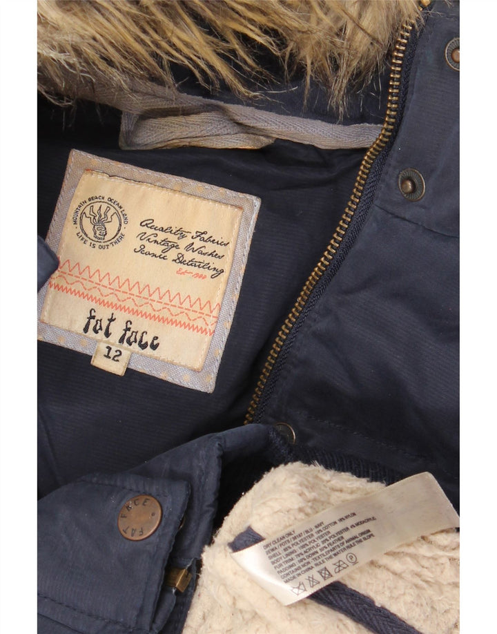 Fat Face Dame Hætte Polstret Gilet UK 12 Medium Navy Blue Polyester