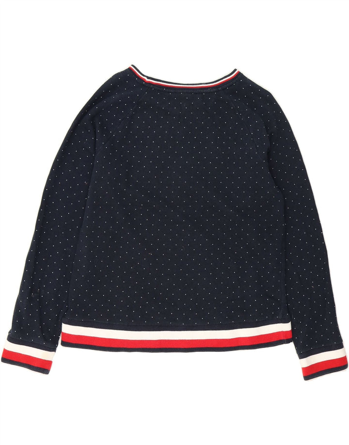 TOMMY HILFIGER Womens Sweatshirt Jumper UK 14 Medium Navy Blue Spotted Vintage Tommy Hilfiger and Second-Hand Tommy Hilfiger from Messina Hembry 