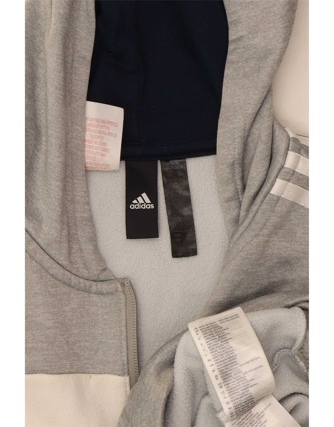 Adidas Boys Hoodie Jumper 11-12 år Grå Colourblock Polyester