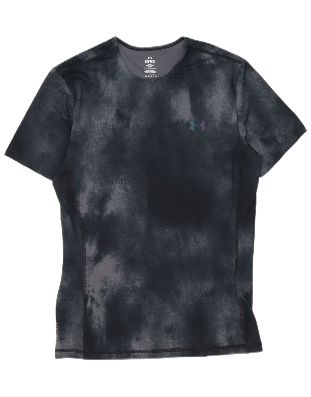 Under Armour Herre Fitted T-Shirt Top Small Black Tie Dye Polyester