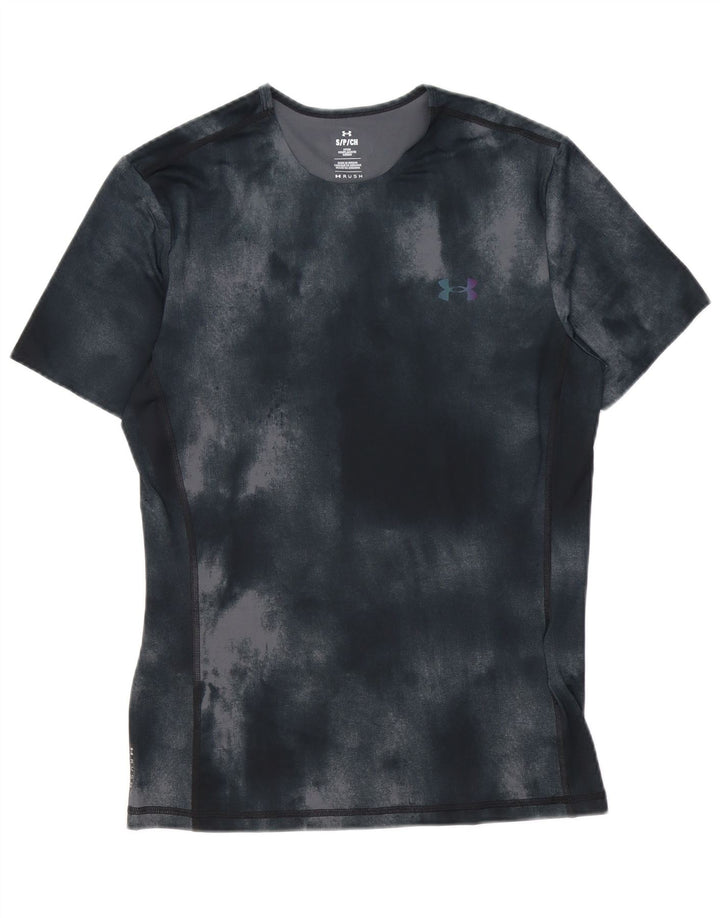 Under Armour Herre Fitted T-Shirt Top Small Black Tie Dye Polyester