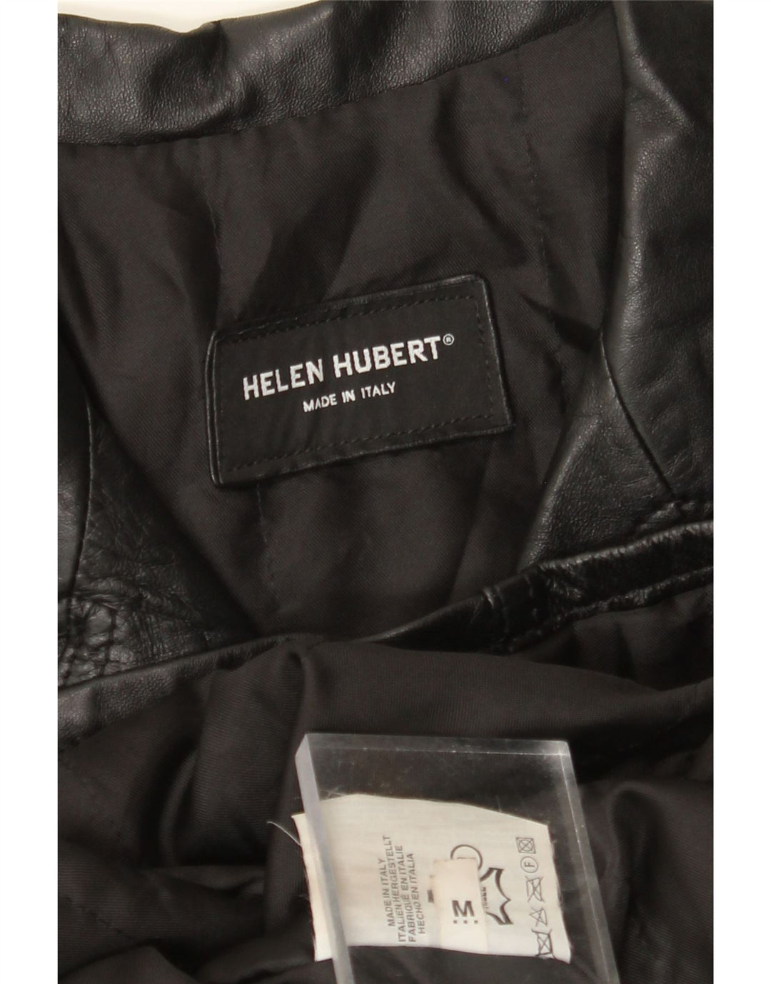 HELEN HUBERT Herre Læderjakke UK 38 Medium Sort Læder