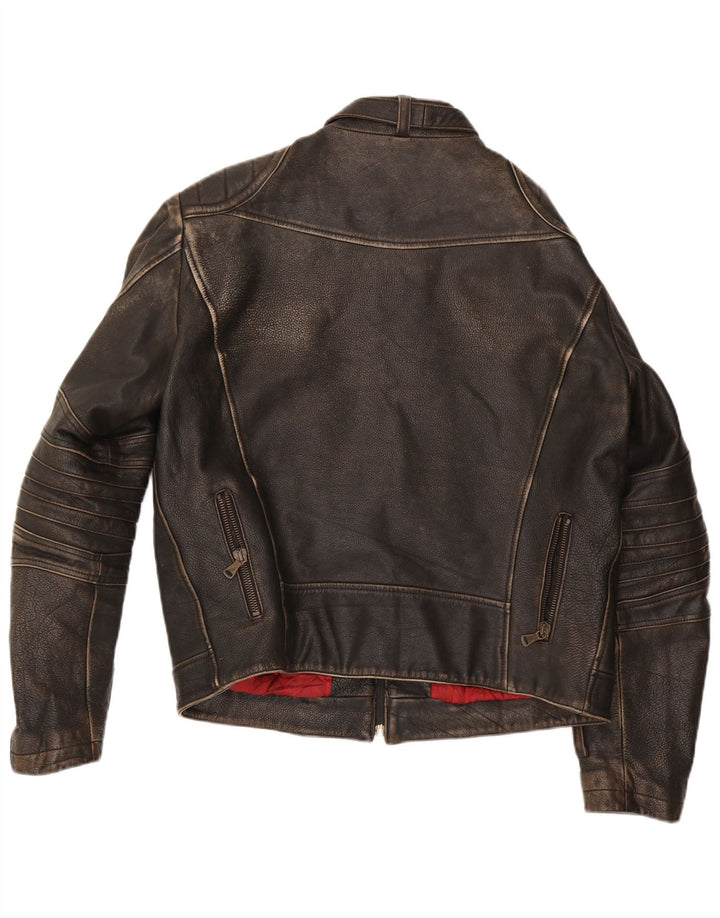 GF Ferre Herre Læder Racer Jakke UK 42 XL Brun Læder