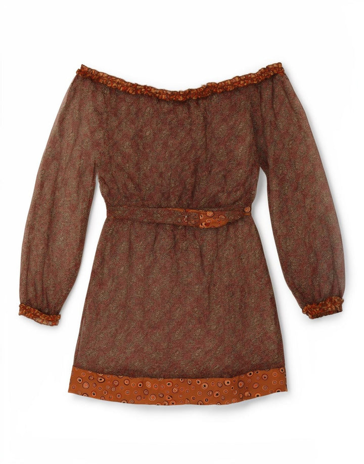 Liu Jo Kvinder Off Shoulder Kjole UK 14 Medium Brun Bohemian