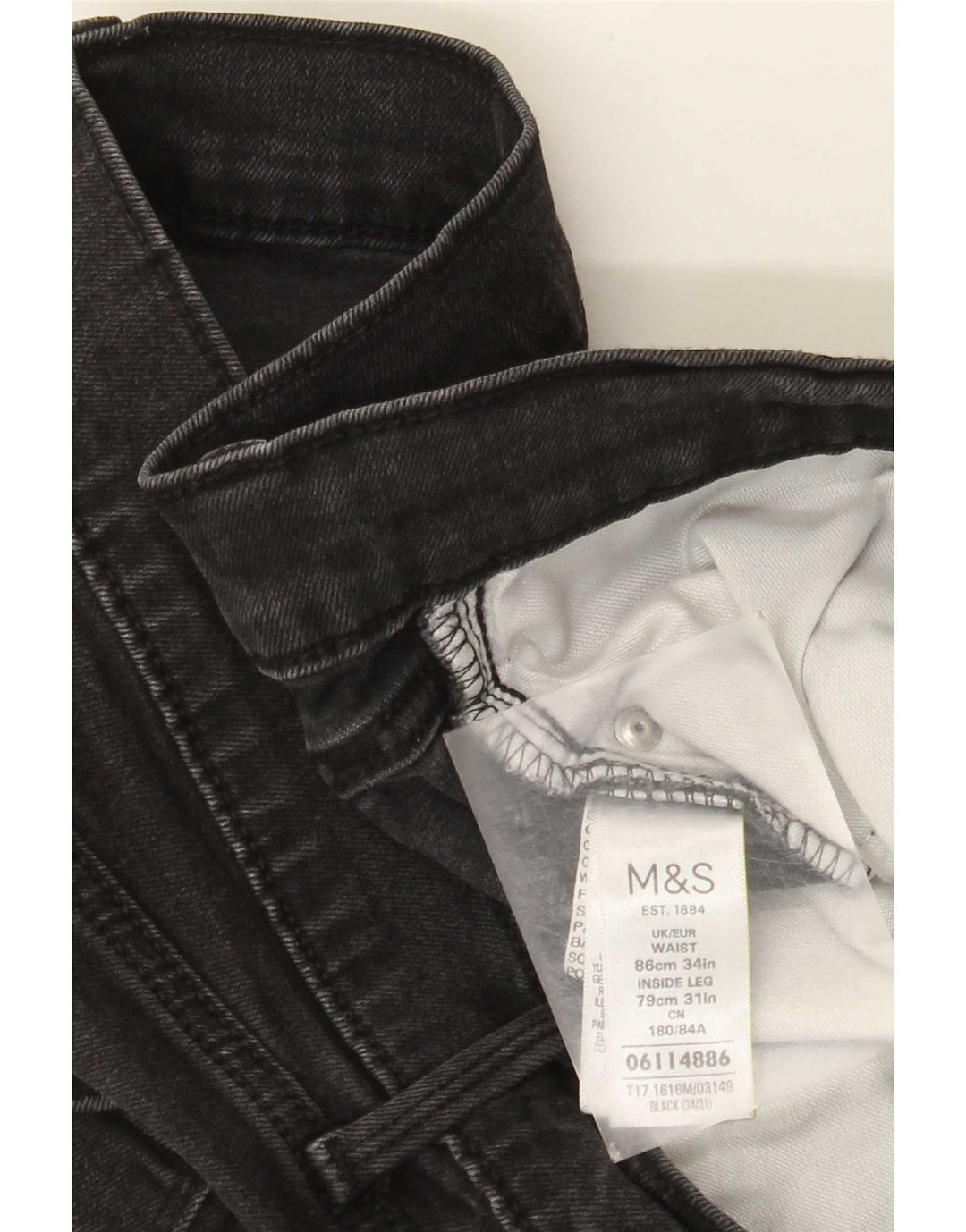 Marks & Spencer Straight Jeans til mænd W34 L31 Sort bomuld