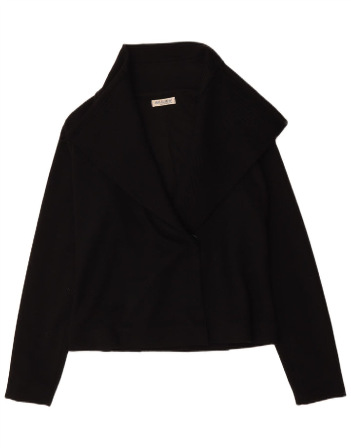 Vintage Dame 1 Knap Blazer Jakke IT 48 XL Sort Uld