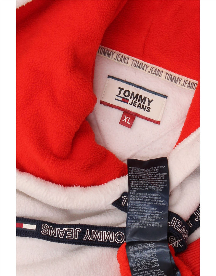 TOMMY HILFIGER Fleecetrøje med hætte til mænd XL Rød Colourblock Polyester