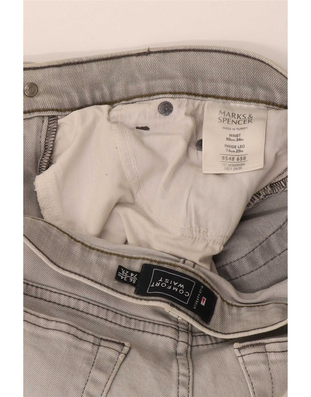Marks & Spencer Herre Blue Harbor Straight Jeans W34 L29 Grå Bomuld