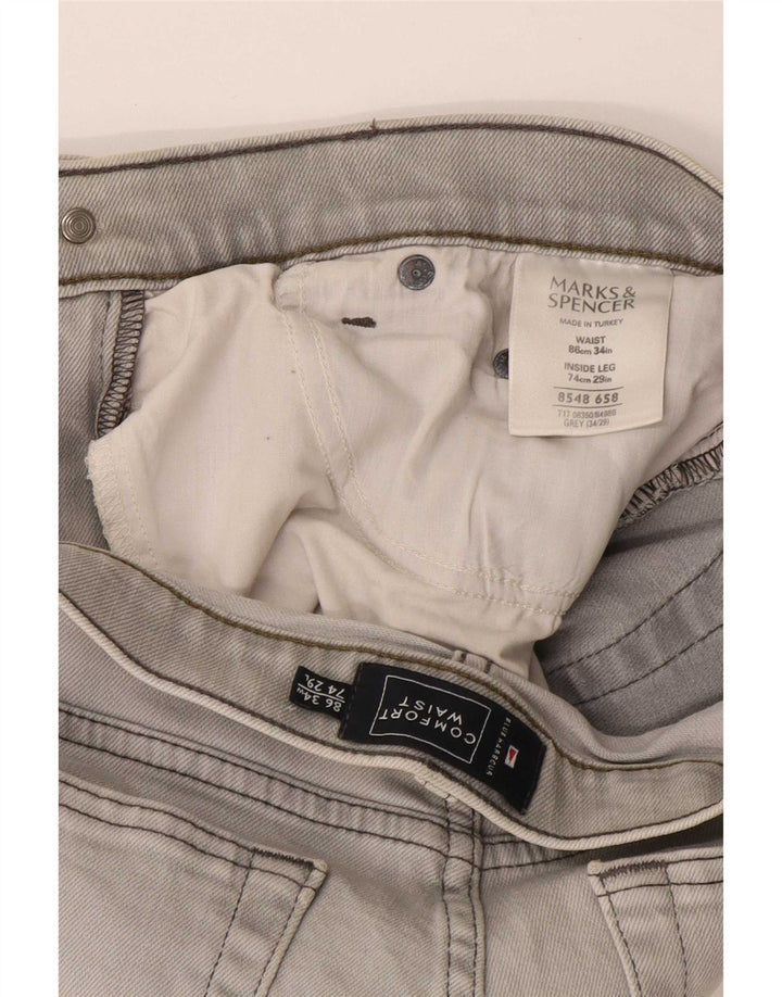 Marks & Spencer Herre Blue Harbor Straight Jeans W34 L29 Grå Bomuld