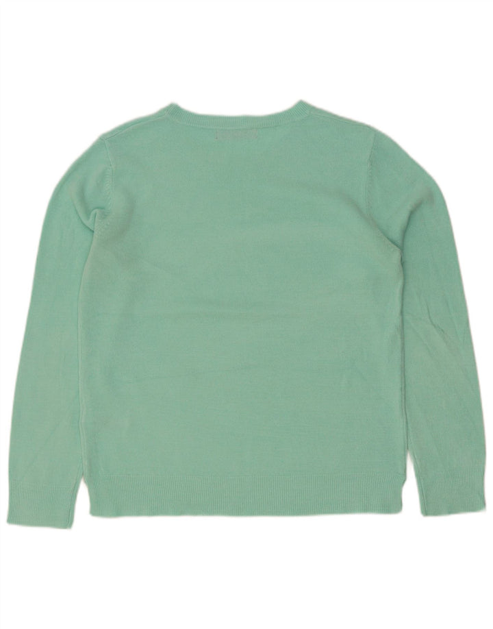 Marks & Spencer Dame Boat Neck Jumper Sweater UK 12 Medium Grøn Akryl