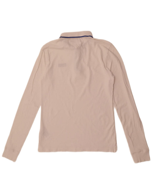 Tommy Hilfiger Mens Long Sleeve Slim Fit Polo Shirt Medium White Cotton