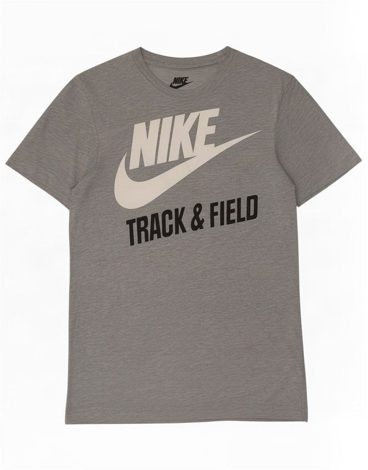 Nike Herre Slim Fit Grafisk T-shirt Top Medium Grey Flecked Polyester