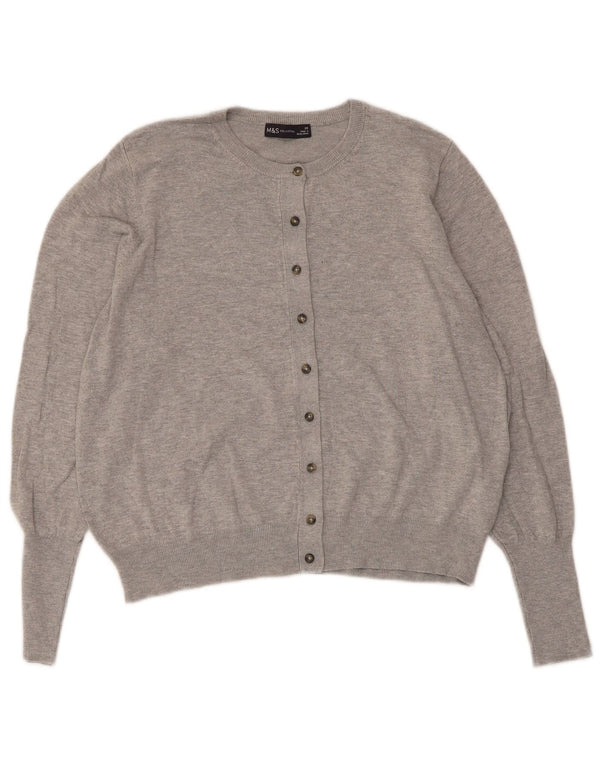 Marks & Spencer Dame Crop Cardigan Sweater UK 20 2XL Grå Viscose