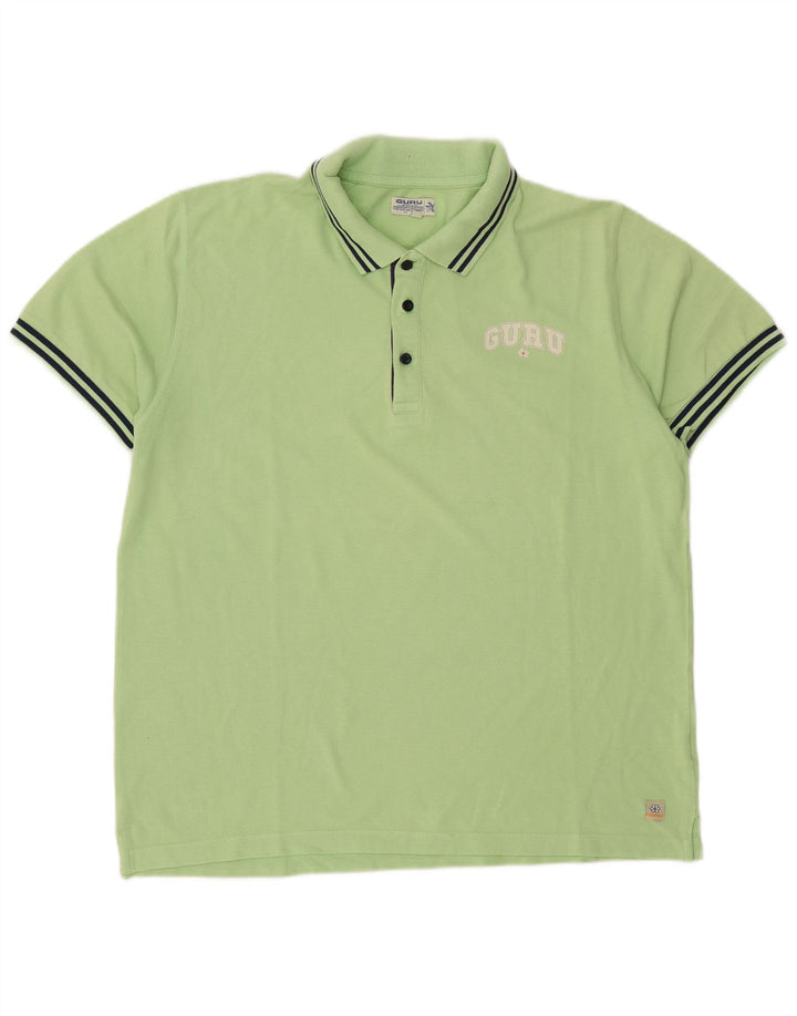 Guru Herre Grafisk Polo Shirt 2XL Grøn Bomuld
