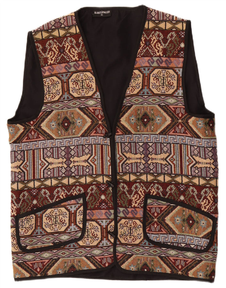 Vintage herrevest XL Brun Geometrisk