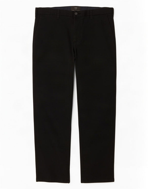 Marks & Spencer Herre Slim Chino Bukser W36 L29 Sort Bomuld