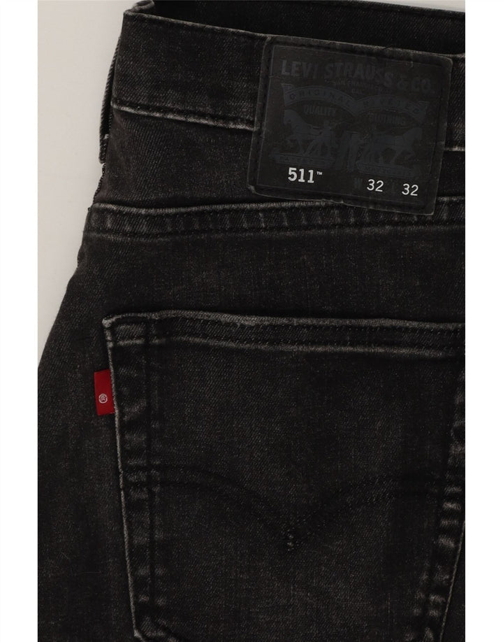 Levi's Herre 511 Slim Jeans W32 L32 Sort Bomuld