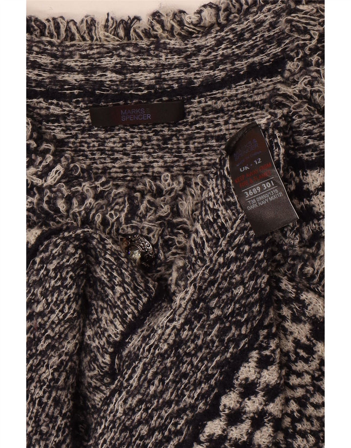 Marks & Spencer dame cardigan sweater UK 12 Medium Navy Blue Houndstooth