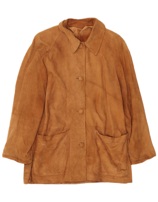 VINTAGE Dame ruskindsjakke IT 42 Medium Beige Læder