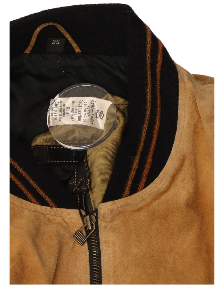 Vintage herre ruskind bomberjakke UK 42 XL beige læder