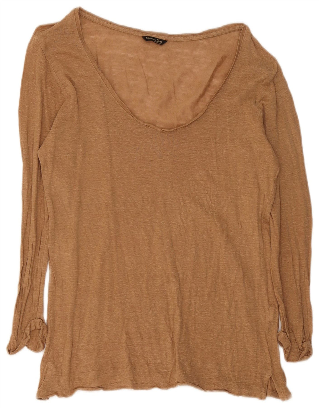 Massimo Dutti Dame Top Langærmet UK 14 Stor Brun Flecked