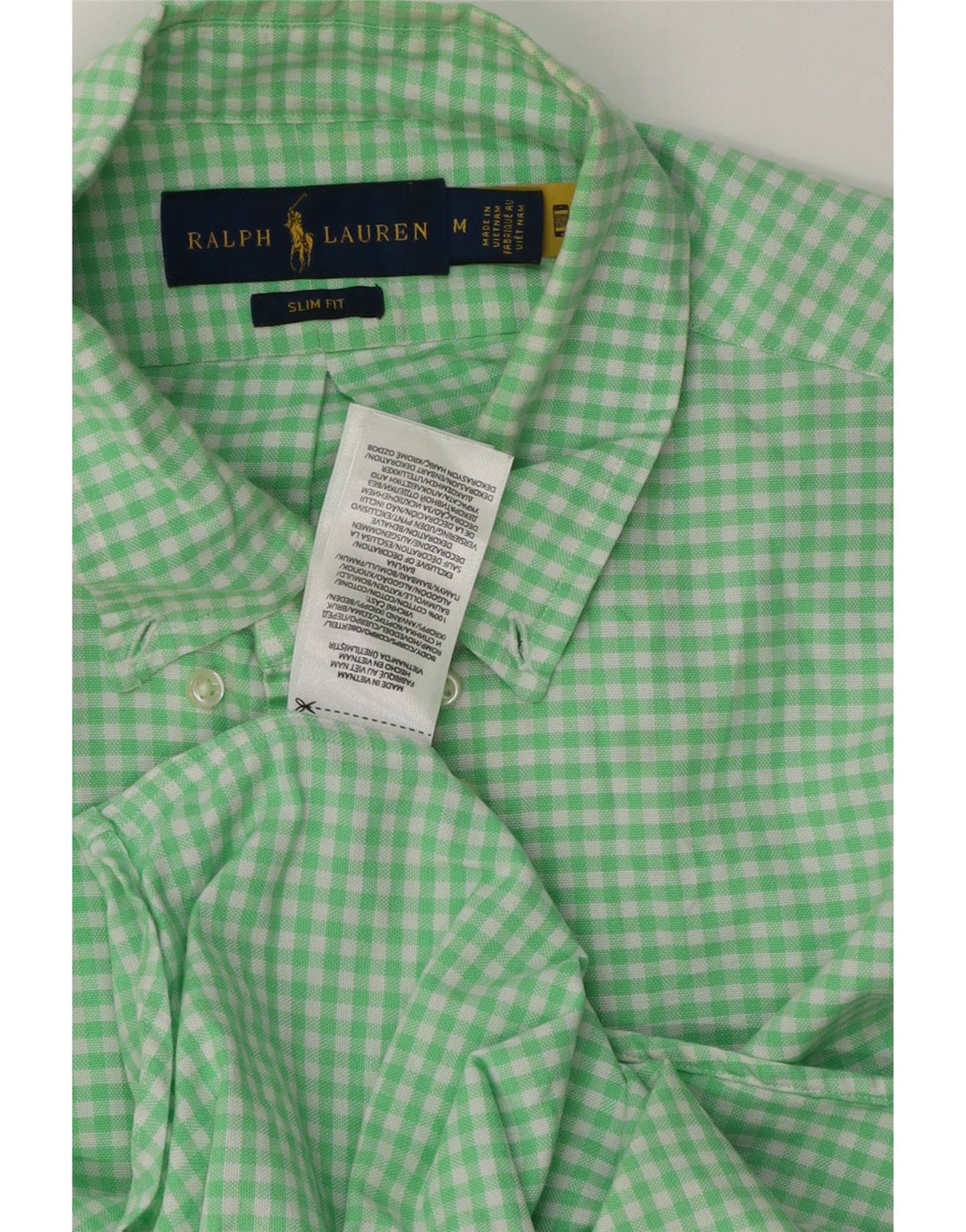 Ralph Lauren Herre Slim Fit skjorte Medium Green Gingham Cotton