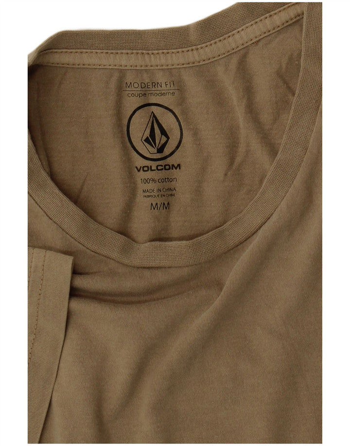 Volcom Herre Modern Fit T-Shirt Top Medium Khaki Bomuld