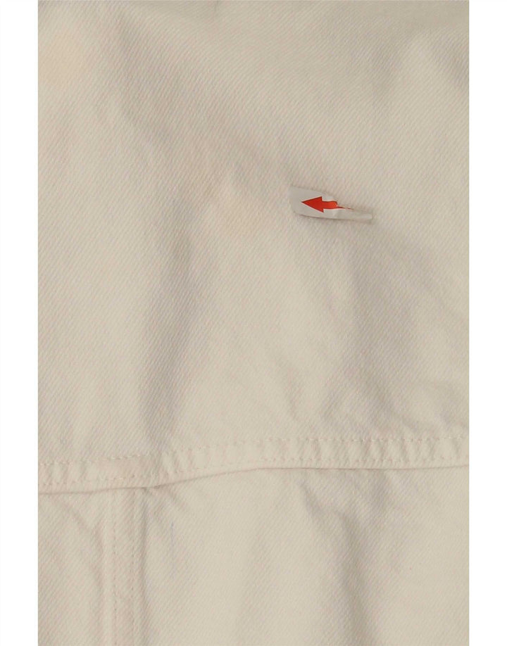Zara Dame Oversized Denim Jacket UK 10 Small White Bomuld