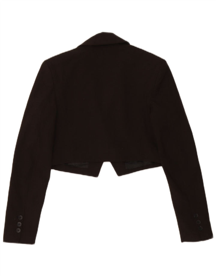 Zara Womens Crop 1-knaps blazerjakke UK 6 XS Brown Houndstooth