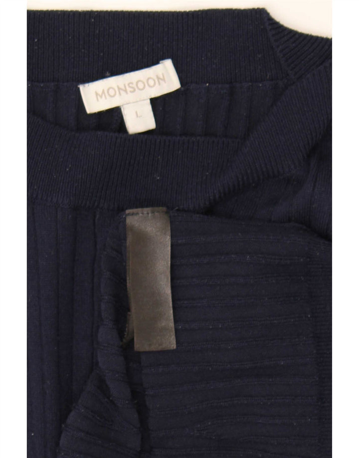 Monsoon Dame Jumper Dress UK 16 Large Navy Blue Polyester