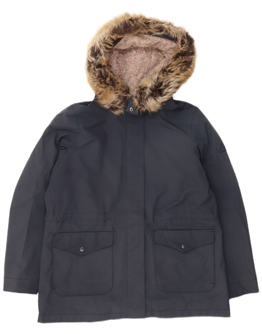 Barbour Dame Hooded Parka Jacket UK 16 Large Navy Blue