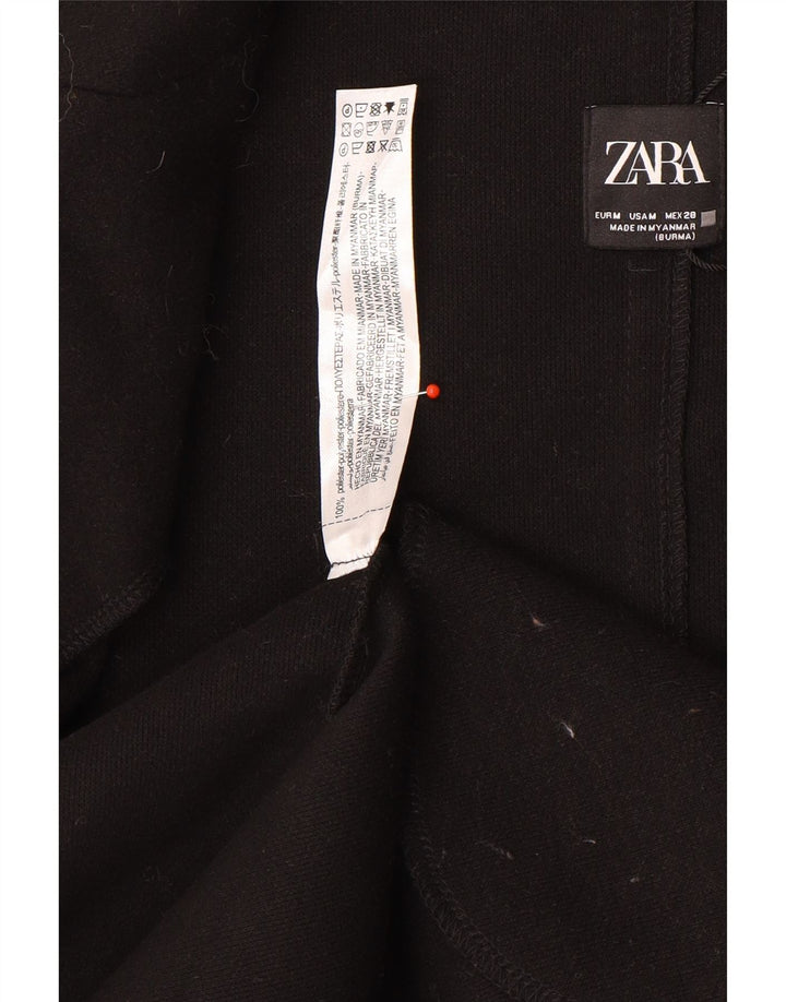 ZARA Åben overfrakke til kvinder UK 14 Medium Sort Polyester