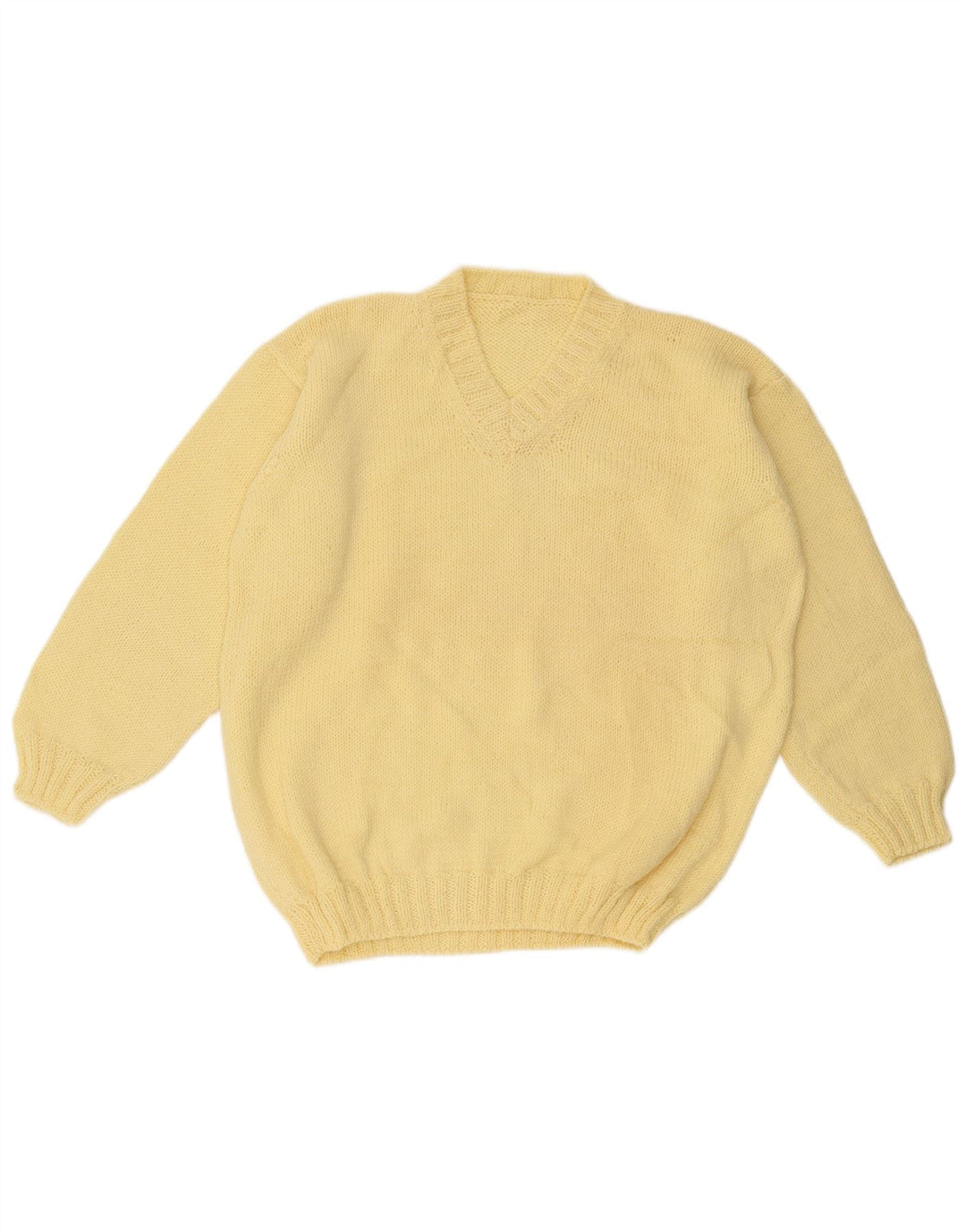 Vintage herre V-hals sweater stor gul