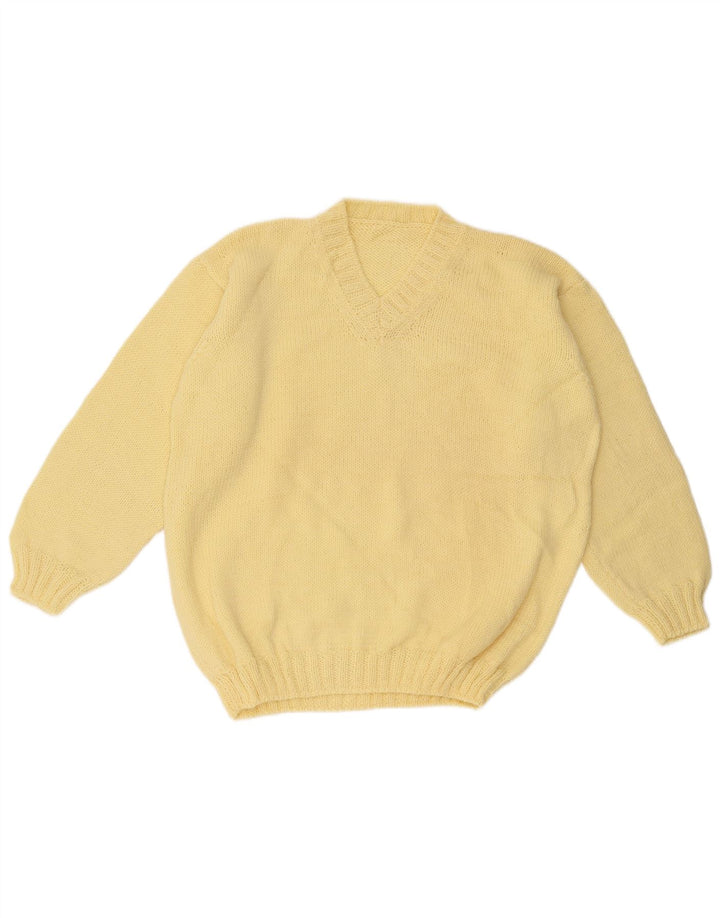 Vintage herre V-hals sweater stor gul