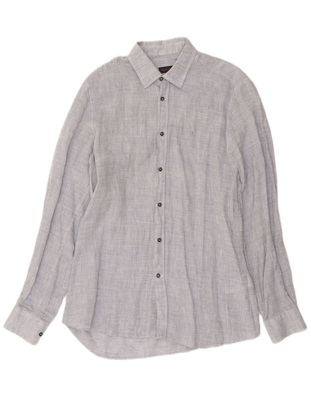 Trussardi herreskjorte str. 39 Medium Blue Flecked Linen