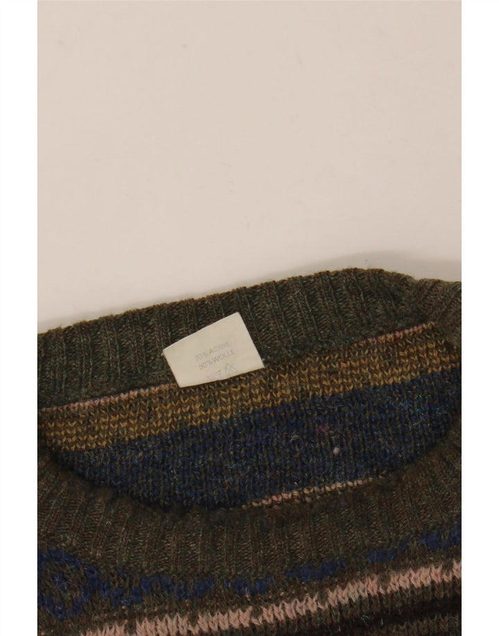 Vintage mænd med rund hals sweater medium flerfarvet Fair Isle