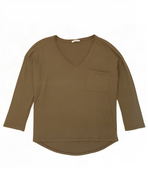 Zara Womens Trafaluc Oversized Top Long Sleeve UK 10 Small Khaki