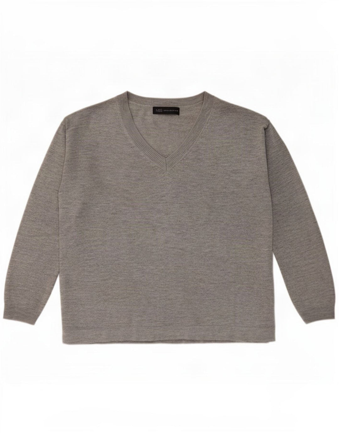 Marks & Spencer Dame Oversized V-hals sweater UK 10 Small Grey