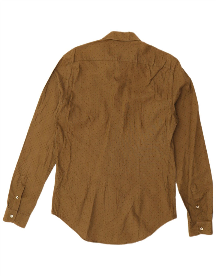 Zara Herre Slim Fit skjorte Medium Khaki plettet bomuld