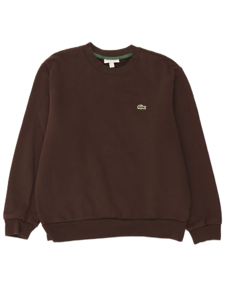 Lacoste Herre Classic Fit Sweatshirt Jumper Størrelse 5 Stor Brun Bomuld