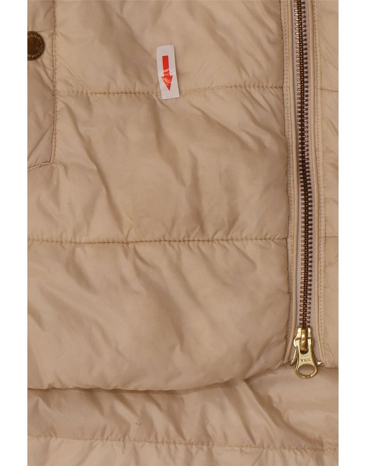 Barbour Dame Hætte Polstret Frakke UK 10 Lille Beige Polyamid