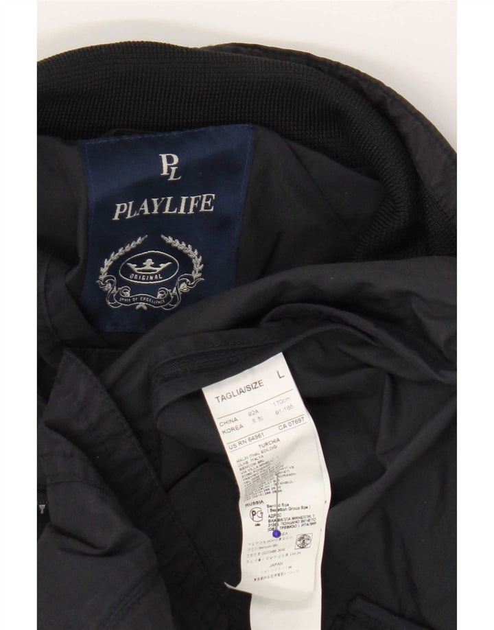 Playlife Womens Bomber Jacket UK 16 Large Navy Blue Cotton