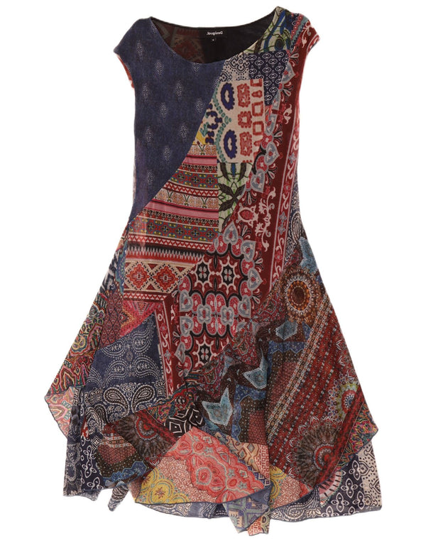 Desigual Dame Asymmetrisk Kjole UK 12 Medium Flerfarvet Paisley